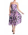 Karina Grimaldi Truman Print Midi Dress In Black Floral In Purple