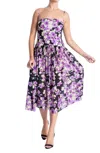 Karina Grimaldi Truman Print Midi Dress In Black Floral In Purple