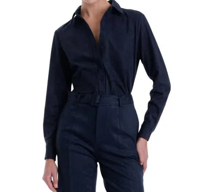Karina Grimaldi Veronica Suede Blouse In Midnight In Blue