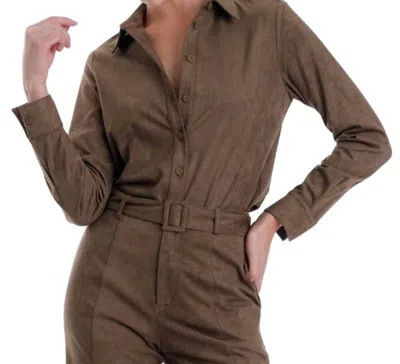 Karina Grimaldi Veronica Suede Blouse In Olive In Brown