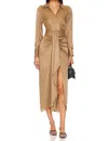 Karina Grimaldi Willow Midi Dress In Mocha Green In White