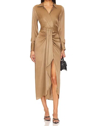 Karina Grimaldi Willow Midi Dress In Mocha Green In White