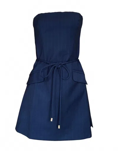 Karina Grimaldi Women's Randia Striped Mini Dress In Navy Pinstripe In Blue