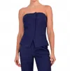 Karina Grimaldi Zoe Strapless Top In Navy Pinstripe In Blue