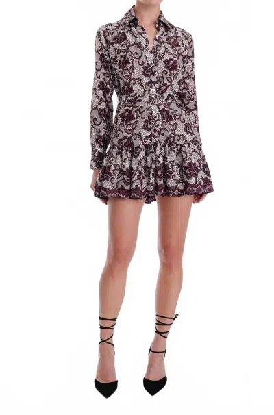 Karina Grimaldi Geo Print Ximena Print Mini Dress In Grey In Brown