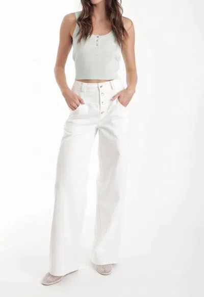 Karina Grimaldi Zaya Scoop Neck Top In Mint In White