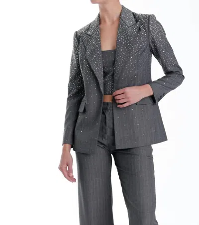 Karina Grimaldi Zoe Rhinestone Blazer In Smoke Gray