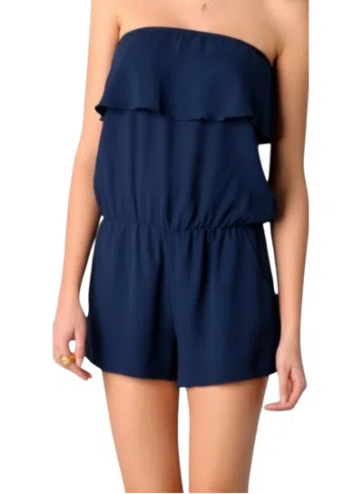 Karina Grimaldi Zoe Strapless Romper In Navy In Blue