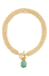 Karine Sultan Amazonite Pendant Necklace In Gold