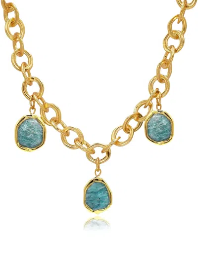 Karine Sultan Amazonite Trio Necklace In Gold