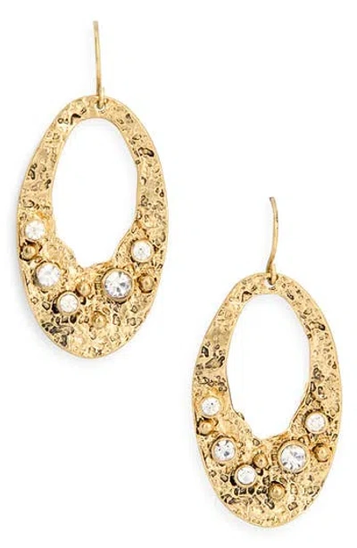 Karine Sultan Antique Oval Drop Earrings In Gold