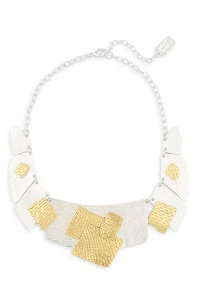 Karine Sultan Artistic Patchwork Collar Necklace In Metallic