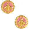 Karine Sultan Bee Coin Stud Earrings In Pink
