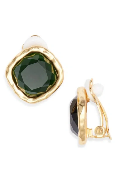 Karine Sultan Bezel Clip-on Earrings In Burgundy