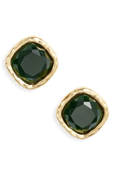 Karine Sultan Bezel Glass Stud Earring In Gold