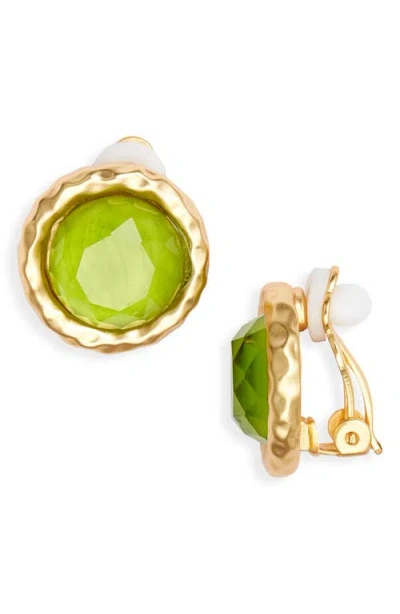 Karine Sultan Bezel Round Clip-on Earrings In Green