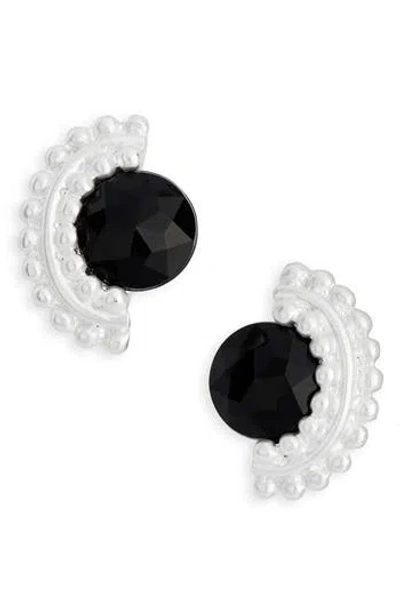 Karine Sultan Black Cubic Zirconia Fan Clip-on Earrings