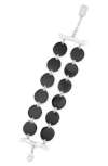 Karine Sultan Black Enamel Coin Bracelet In Metallic