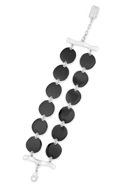 Karine Sultan Black Enamel Coin Bracelet In Metallic