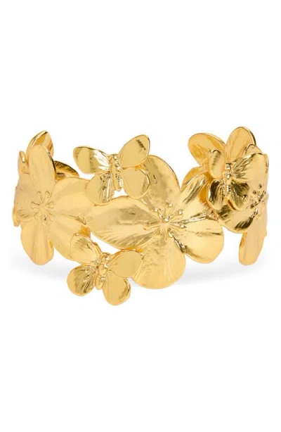 Karine Sultan Bloom Cuff Bracelet In Burgundy