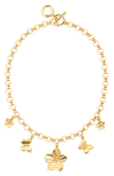 Karine Sultan Botanical Couture Necklace In Gold