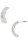 Karine Sultan Brick Half Hoop Earrings In Silver