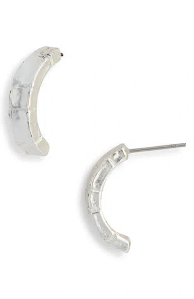 Karine Sultan Brick Half Hoop Earrings In Silver
