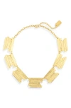 Karine Sultan Brushed Bar Statement Necklace In Gold