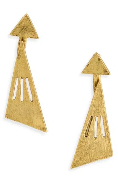 Karine Sultan Brushed Front/back Drop Earrings In Gold