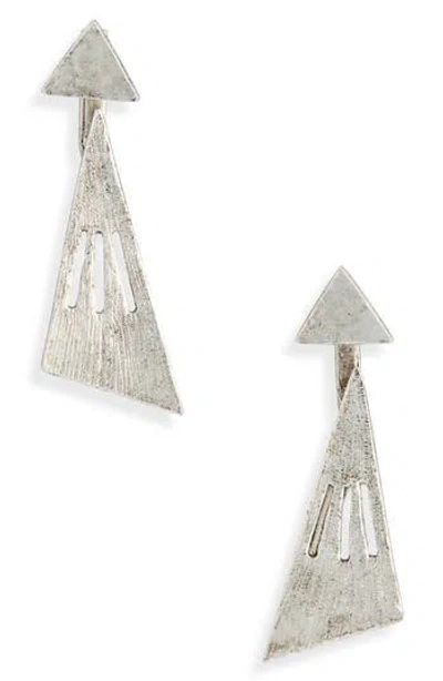 Karine Sultan Brushed Front/back Drop Earrings In Silver