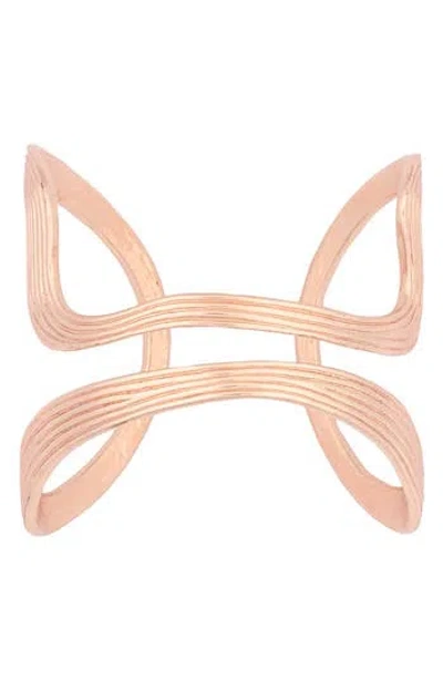 Karine Sultan Brushed Openwork Cuff Bracelet In Gold