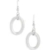 Karine Sultan Brushed Oval Drop Earrings In Silver