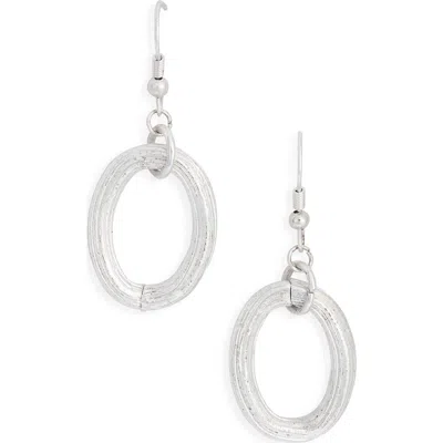 Karine Sultan Brushed Oval Drop Earrings In Silver