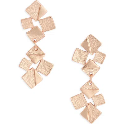 Karine Sultan Brushed Square Cluster Drop Earrings In Gold