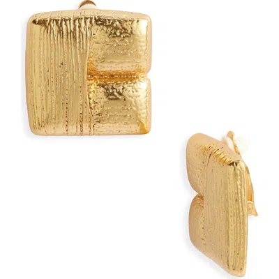 Karine Sultan Brushed Textured Stud Earrings In Gold