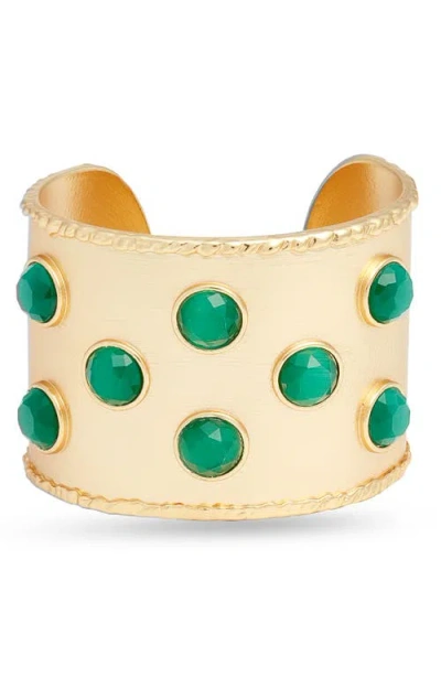 Karine Sultan Cabochon Inlay Cuff Bracelet In Pattern