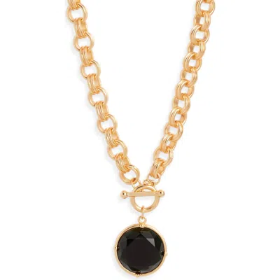 Karine Sultan Cabochon Pendant Necklace In Gold
