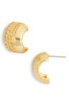 Karine Sultan Chain Textured Mini Hoop Earrings In Gold