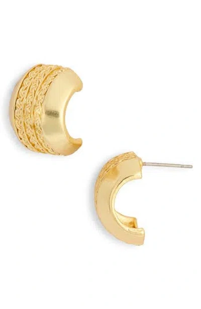Karine Sultan Chain Textured Mini Hoop Earrings In Gold