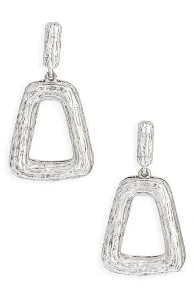 Karine Sultan Chunky Trapezoid Link Drop Earrings In Silver