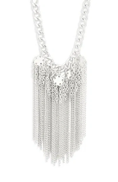 Karine Sultan Clover Chain Collar Necklace In Silver