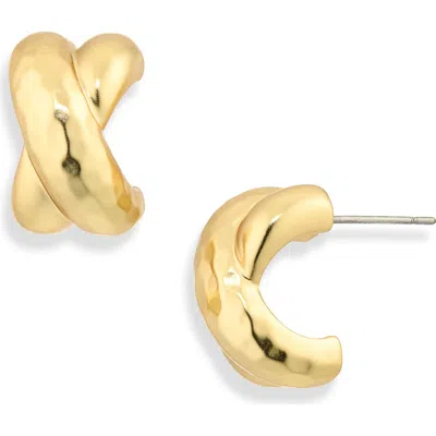 Karine Sultan Crisscross Mini Hoop Earrings In Gold