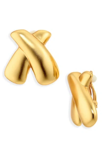 Karine Sultan Crossed Clip-on Earrings In Gold