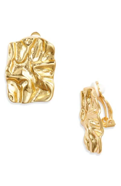 Karine Sultan Crumpled Foil Clip-on Earrings In Gold