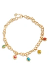 Karine Sultan Crystal Charm Necklace In Gold