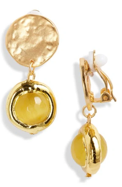 Karine Sultan Crystal Clip-on Drop Earrings In Gold