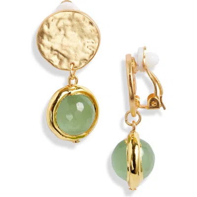 Karine Sultan Crystal Clip-on Drop Earrings In Gold