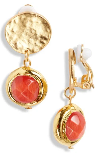 Karine Sultan Crystal Clip-on Drop Earrings In Gold