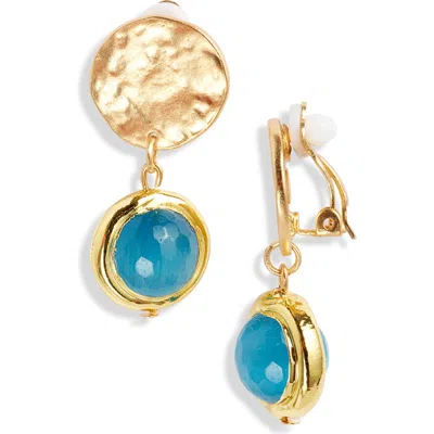 Karine Sultan Crystal Clip-on Drop Earrings In Gold