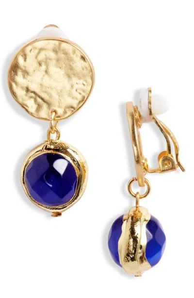 Karine Sultan Crystal Clip-on Drop Earrings In Gold